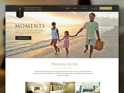 Hotel web layout design - rejected black gold hotel layout mockup web