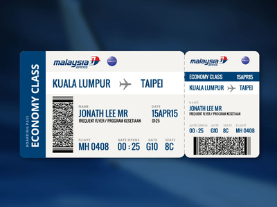 Malaysia Airlines Boarding Pass by Jonath Lee  Dribbble