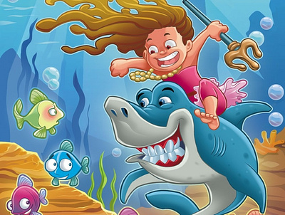 Ria goes on a rampage! character animation character design character development childrens book childrens illustration childrens product designing for children illustration illustrations kids art kids illustration picture book shark underwater watergirl
