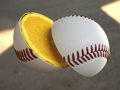 Baseball slice 3d ball baseball cinema4d fruit octane orange slice sport throw