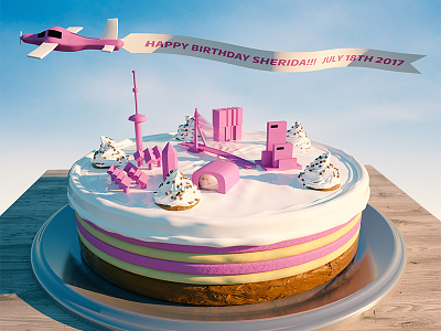 Happy birthday! airplain birthday c4d cake candy cinema4d city daily happy ocane render rotterdam