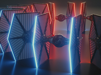 Tie LED abstract c4d cinema4d led model neon octane photoshop scifi space starwars tiefighter