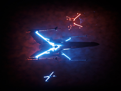 X-LED abstract c4d cinema4d led model neon octane photoshop scifi space starwars x wing
