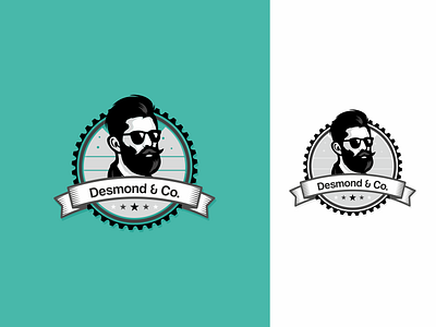 Desmond & Co. badge logo beard logo black white blue green brand branding creative creative poster logo logo design logo designer man logo typography vector