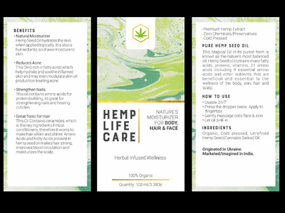 Hemp Life Care branding label design packaging