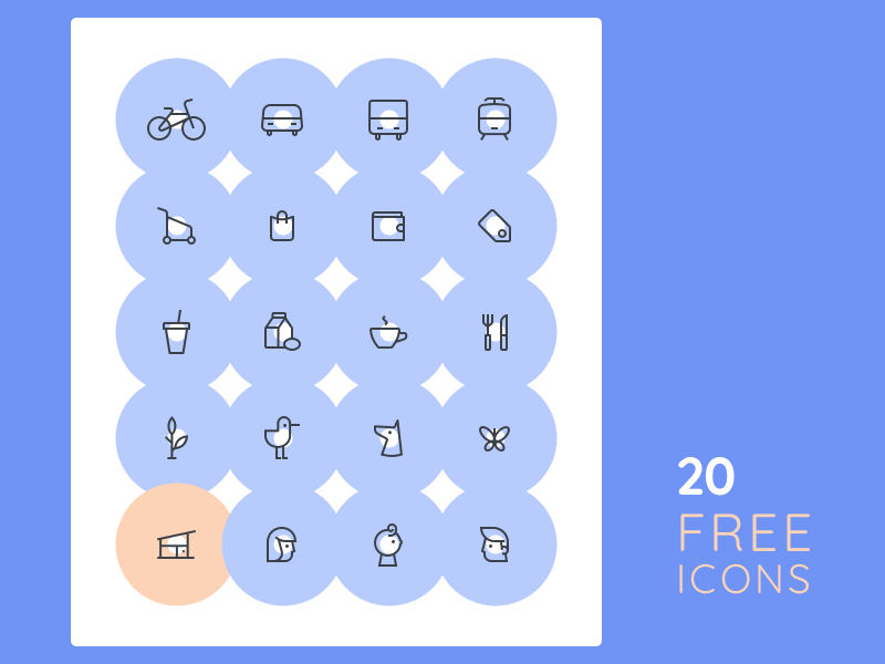 20 Free Icons animals food family shopping blue circles icons free freebie