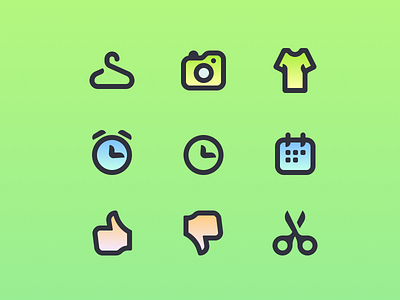 Icon set colorfull gradient green iconography icons illustration