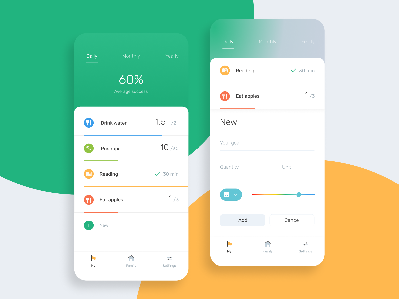 Your goals tracker by Alexey Radzhabov on Dribbble