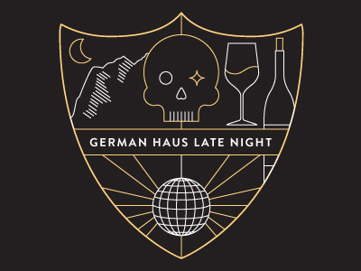 German Haus Crest bottle crest disco ball flat german glass graphic haus iconography mountain skull wine