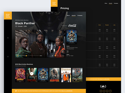 Golden Trailer Awards III movie app player ui pricing page pricing plan streaming app ui design video video player