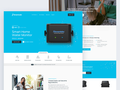 StreamLabs Water III checkout connected devices ecommerce icons mobile pdp product details responsive website shopify smarthome ui ui design uiux water