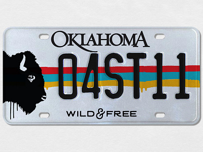 Street Bison bison license plate oklahoma street art