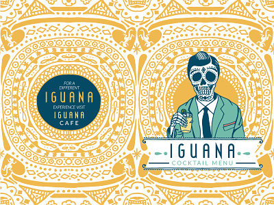 Iguana Art cocktail drawing illustration menu mexican skeleton