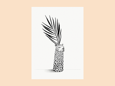 A Good Vase cheetah drawing graphite illustration leopard palm sketch stilllife vase