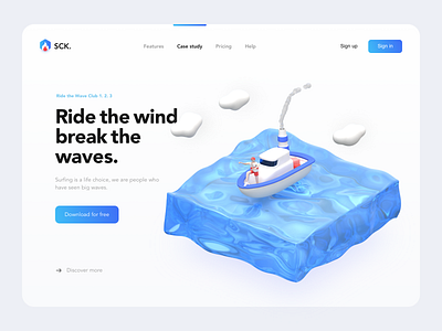 Landing page 3d 3d character blue cinema 4d home page illustration interface landing page ui uiux ux