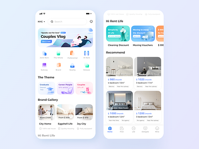 Hi Rent APP app app design colorful home page homepage icon icon app illustration interface ui uiux ux