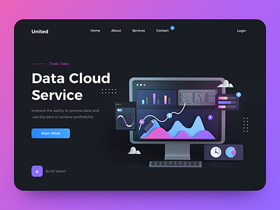 Landing Page 3d 3d illustration c4d dark mode homepage interface landing page ui uiux ux web design