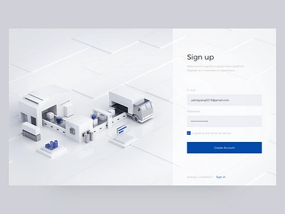 Logistics Supply Chain x Login Page 3d banner c4d car interface landing page login page logistic ui uiux ux web website