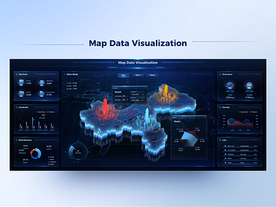 Map Data Visualization x FUI 3d 3d icon c4d chart dark mode data data visualization fui hud icon interface map technology ui uiux ux