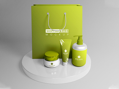 Cosmetic Products Packaging Mockup 3d bag beauty bottle branding container cosmetic jar cosmetics cream cream container cream jar graphic design jar mockup mockup mockup bundle packaging plastic psd mockup shopping tube