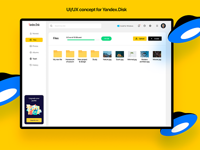 Yandex Disk - UI/UX redesign concept clean concept design disk minimalistic redesign storage ui ux web webdesign yandex