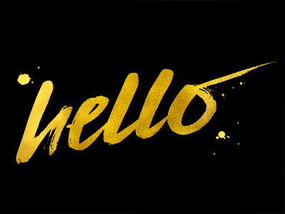 Hello brush lettering brush script brush type gold gold foil gold on black hand lettering lettering neon type