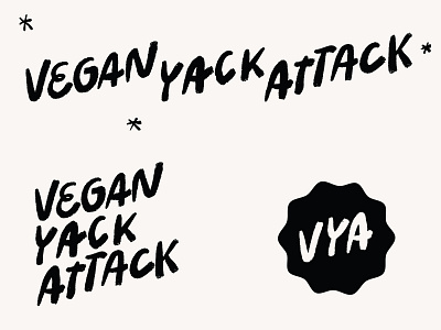 Vegan Yack Attack Logo Suite black and white brand design branding brush lettering design graphic design hand lettering logo logo design logo suite