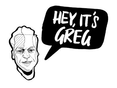 Hey, It's Greg logo black and white brush lettering brush type hand lettering logo logo design portrait