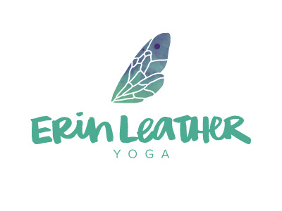 Erin Leather Yoga – concept 1 branding brush lettering bumble bee logo logo design pattern watercolor wing yoga