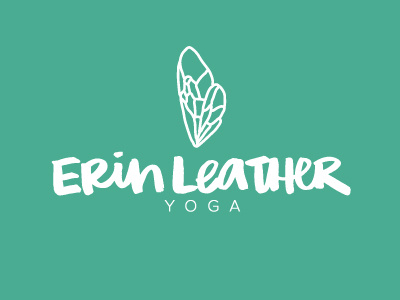 Erin Leather Yoga – concept 1 (and a half!) branding brush lettering bumble bee logo logo design wing yoga