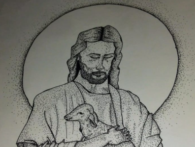 jesus christ art christmas design drawing jesus sketch stippling