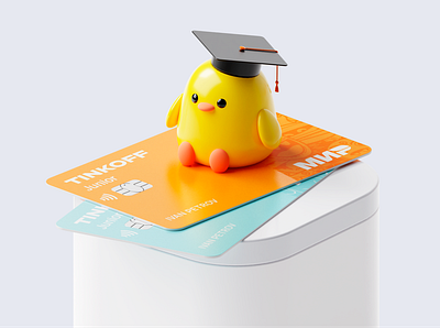 Tinkoff Bank / 3D illustration for Tinkoff Junior 3d 3d art bank blender card finance fintech illustration mascot tinkoff