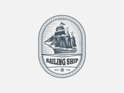 Vintage ship logo design