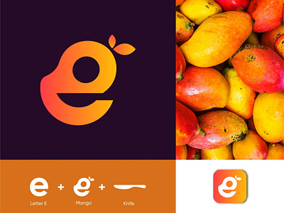 Letter e + mango logo design