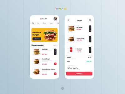 Macbay - Ebay & Madonald's | Design Challenge app design burger challenge creative designwich ebay fast food food macdonalds online order pizza resturant shopify ui walmart