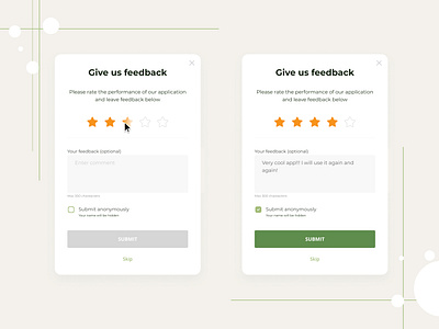 Modal for feedback