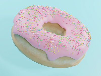Donut. 3d art bagel blender blender3d design illustration pink simpson