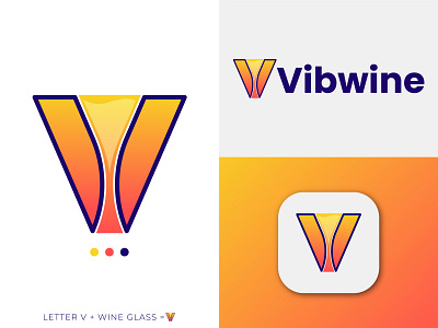 Modern Logo Design, Initial Letter V Logo, Wine Logo. abstract brand branding creative gradient logo design logomaker logos v letter wine logo