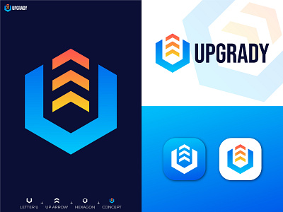 Modern u logo design | Upgrade logo hexagon