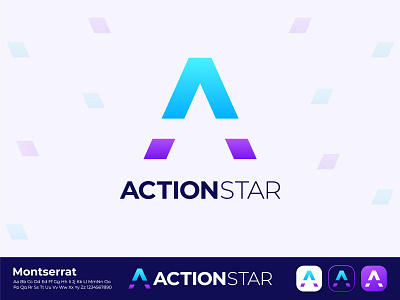 Actionstar Logo Design, Letter A Logo a letter logo a logo action star brand brand identity branding company creative design gradient logo graphicdesigner letter a logo logo design logo designer logo maker logos modern logo star logo