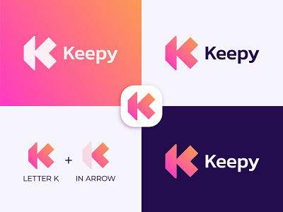 Keepy Logo Design (Letter K and In Arrow Symbol)
