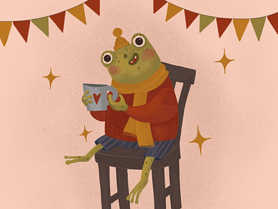 Happy frog animal illustration childrens book childrens illustration illustration
