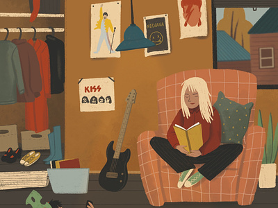 Fragments of illustration for game character cozy illustration