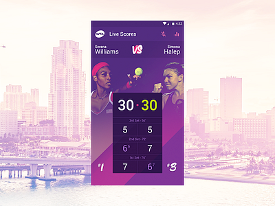WTA Live Scores android app design material material design sports tennis ui wta