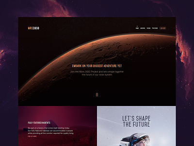 MRS2030 Landing (Space) homepage landing page mars scifi space ui webdesign