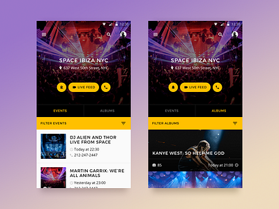 Club Events (Material Design) albums android app design events material material design mobile ui