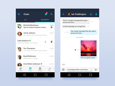 Chat Screens (Material) albums android app chat chats material material design mobile ui user interface