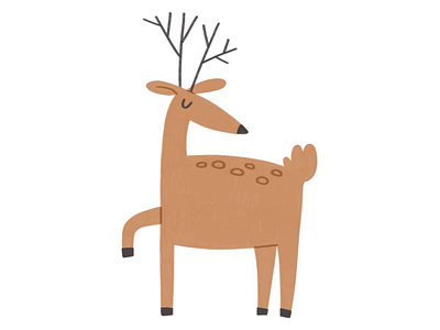 Illustration of a cute doodle deer character