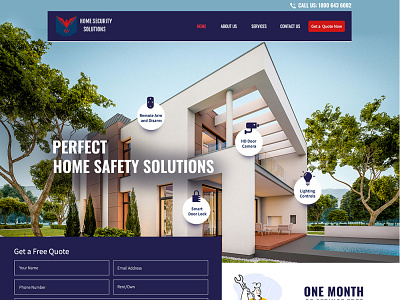 home Security architecture blue elegant home homepage house interior minimal modern quote security simple website