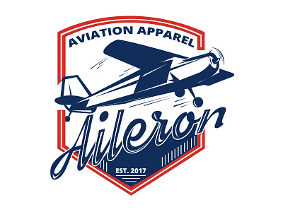 Aileron aero plane blue old plane retro typography vintage